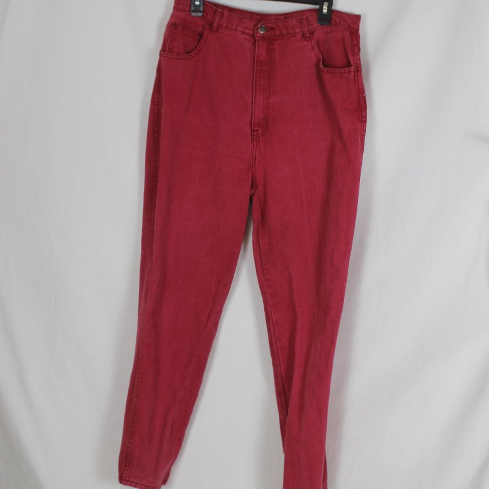 TAROT Denim Jeans Woman Size 18 Red Straight Leg 5 Pocket Design Fashion Jeans